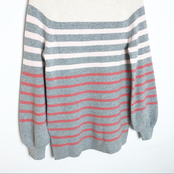 LOFT Striped Mock Neck Oversized Sweater - Picture 3 of 7